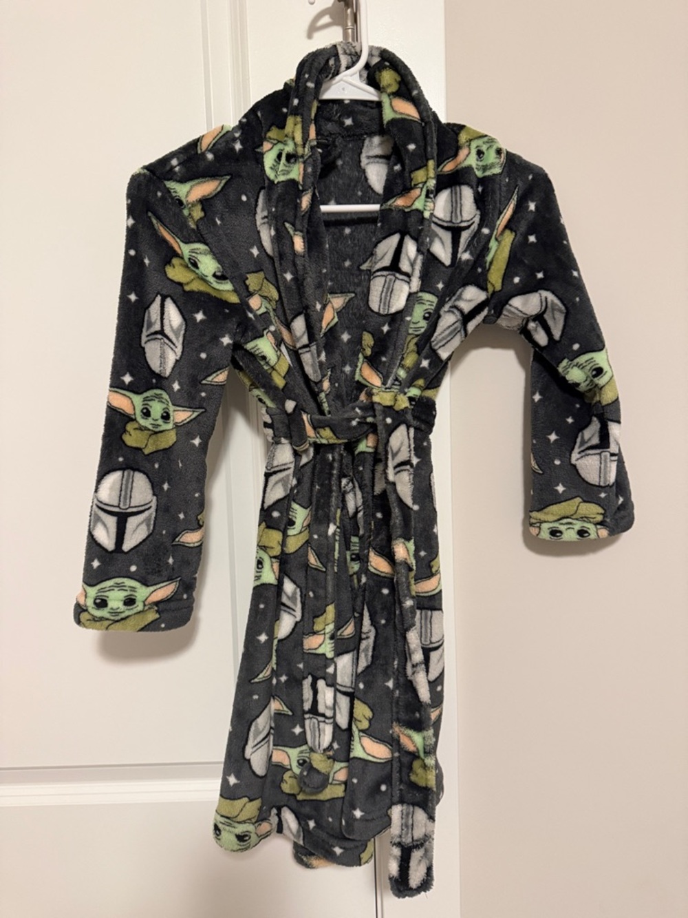 Star Wars Kids Plush Hooded Robe in Black and Green with Character Print